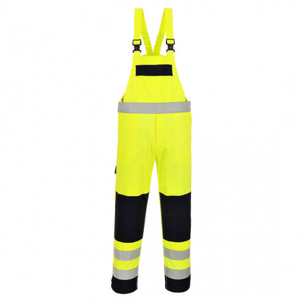 Pantaloni salopeta cu pieptar reflectorizanti ignifugi Portwest MULTI-NORM FR63, 99% bumbac, 1% fibra de carbon, 345g