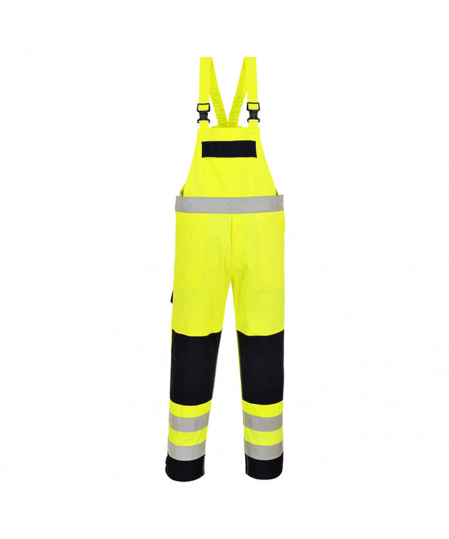 Pantaloni salopeta cu pieptar reflectorizanti ignifugi Portwest MULTI-NORM FR63, 99% bumbac, 1% fibra de carbon, 345g