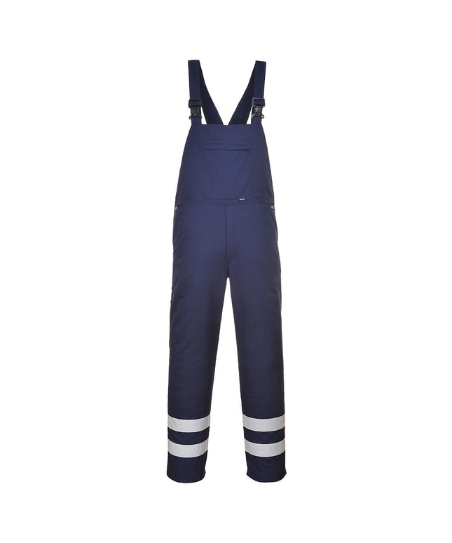Pantaloni salopeta cu pieptar Portwest IONA S916, cu benzi reflectorizante, 65% poliester, 35% bumbac, 245g