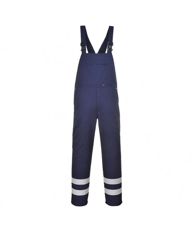 Pantaloni salopeta cu pieptar Portwest IONA S916, cu benzi reflectorizante, 65% poliester, 35% bumbac, 245g