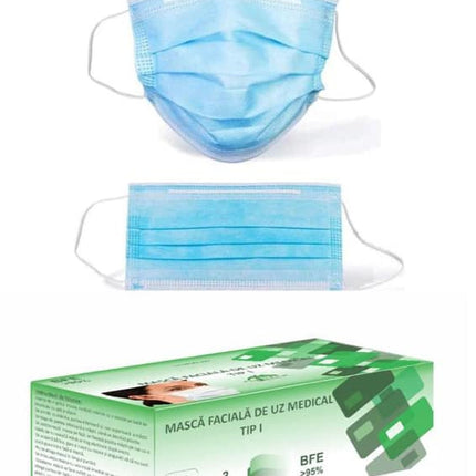 Set 50 bucati - semi masca faciala de uz medical tip I ROGLOBAL, bfe>95%, EN 14683