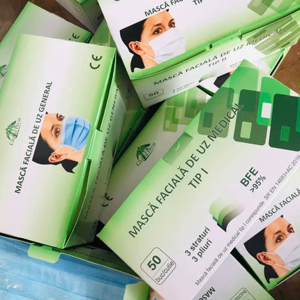 Set 50 bucati - semi masca faciala de uz medical tip II ROGLOBAL, bfe>98%, EN 14683