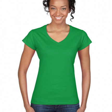 Tricou clasic dama Gildan GIL64V00 V-NECK SOFTSTYLE, 100% bumbac, 153 gr/mp