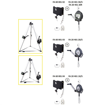 Trepied aluminiu Kratos FA6000100 ATEX, d=1.5m, H=1.15m - 2.15m, 500KG