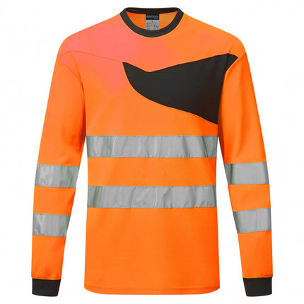 Tricou cu maneca lunga reflectorizant Portwest PW221 S/S, 55% bumbac, 45% poliester, 144 gr/mp