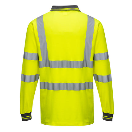 Tricou polo cu maneca lunga reflectorizant Portwest COTTON CONFORT S271, 55% bumbac, 45% poliester, 175 gr/mp