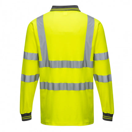 Tricou polo cu maneca lunga reflectorizant Portwest COTTON CONFORT S271, 55% bumbac, 45% poliester, 175 gr/mp