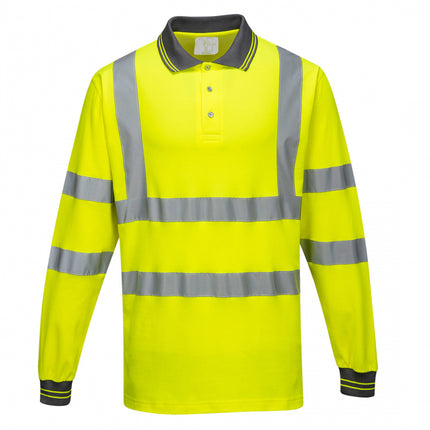 Tricou polo cu maneca lunga reflectorizant Portwest COTTON CONFORT S271, 55% bumbac, 45% poliester, 175 gr/mp