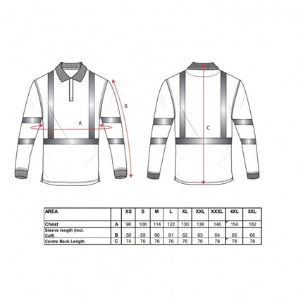 Tricou polo cu maneca lunga antistatic ignifug Portwest HIVIS FR77, 60% modacrilic, 39% bumbac, 1% fibra carbon, 210g