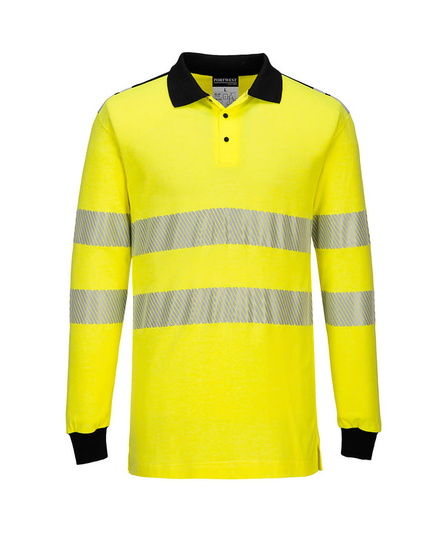 Tricou polo cu maneca lunga ignifug reflectorizant Portwest FR702, 60% modacrilic, 39% bumbac, 1% fibre carbon, 210 gr/mp