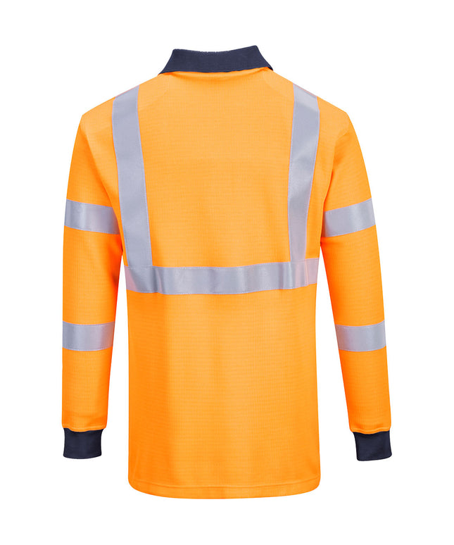 Tricou polo cu maneca lunga ignifug reflectorizant Portwest FR76, 45% modacrilic, 25% poliester, 23% bumbac, 6% aramid, 1% antistatic, 220 gr/mp