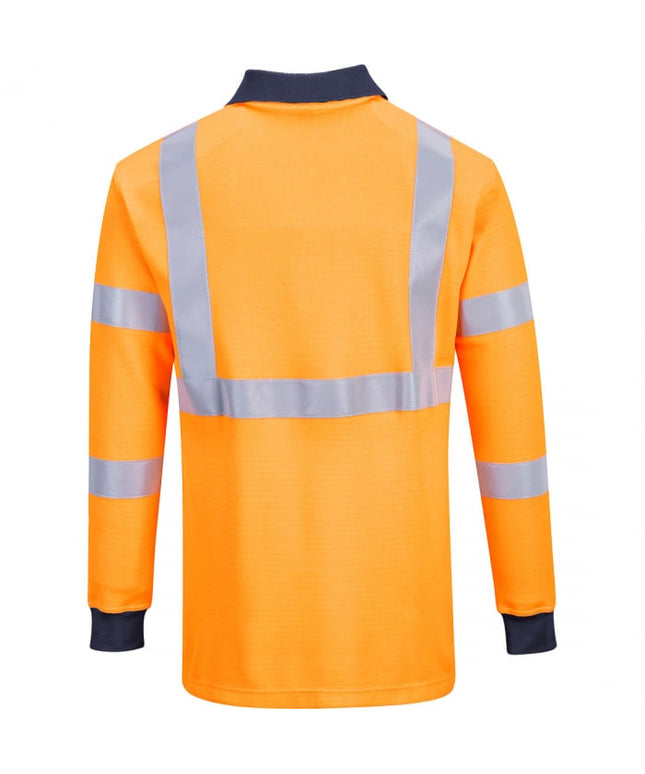 Tricou polo cu maneca lunga ignifug reflectorizant Portwest FR76, 45% modacrilic, 25% poliester, 23% bumbac, 6% aramid, 1% antistatic, 220 gr/mp