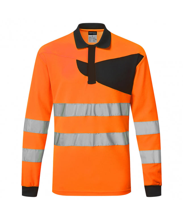 Tricou polo cu maneca lunga reflectorizant Portwest PW220, 55% bumbac, 45% poliester, 144 gr/mp