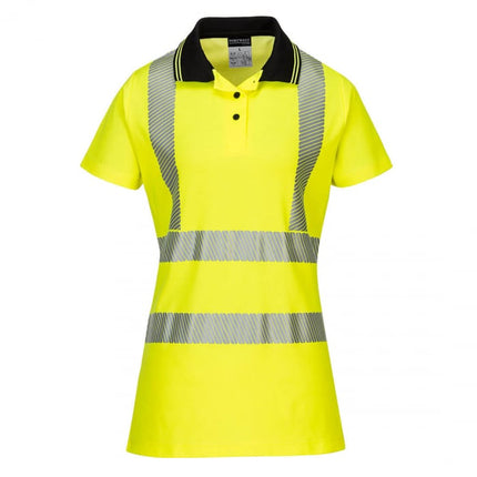 Tricou polo dama reflectorizant Portwest PRO LW72, 55% bumbac, 45% poliester, 175 gr/mp