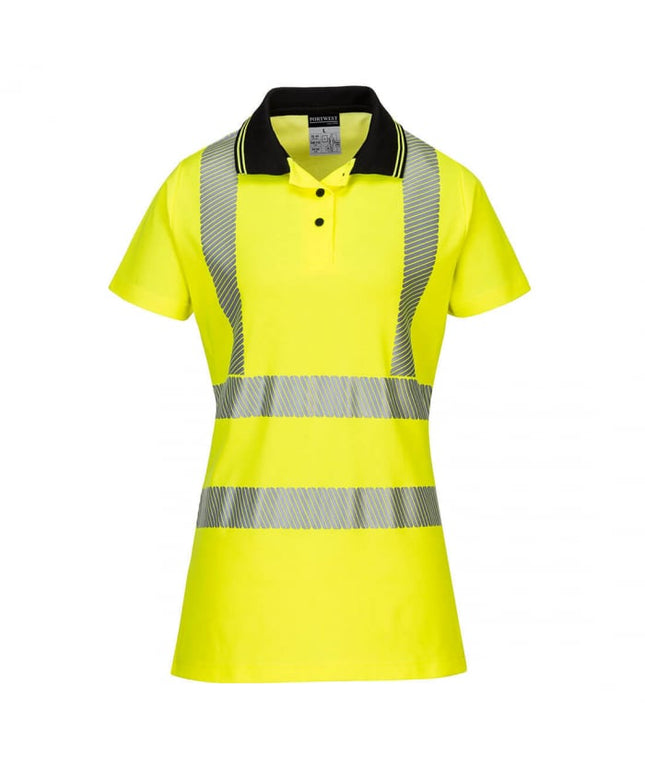 Tricou polo dama reflectorizant Portwest PRO LW72, 55% bumbac, 45% poliester, 175 gr/mp