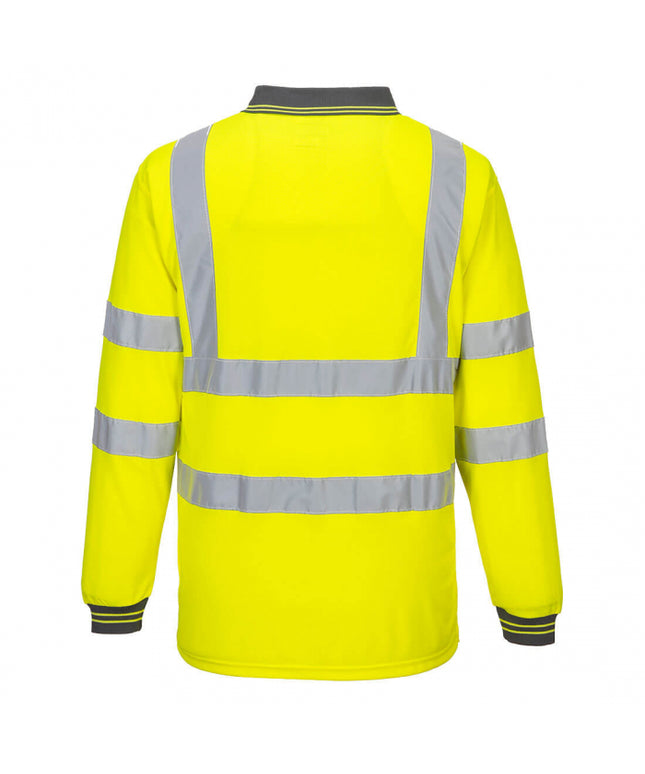 Tricou polo cu maneca lunga reflectorizant Portwest HIVIS S277, 100% poliester, 175 gr/mp