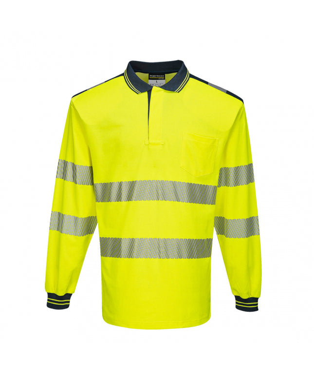 Tricou polo cu maneca lunga Portwest T184 PW3 Hi-Vis, 55% bumbac, 45% poliester, 175 gr/mp