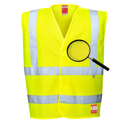 Vesta reflectorizanta ignifuga Portwest HIVIS FR71, antistatica, 98% poliester 2% fibra de carbon, 120g