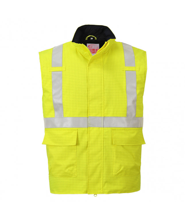 Vesta vatuita de iarna reflectorizanta ignifuga Portwest BIZFLAME RAIN HIVIS S776, antistatica, 98% poliester, 2% fibra de carbon, 250g