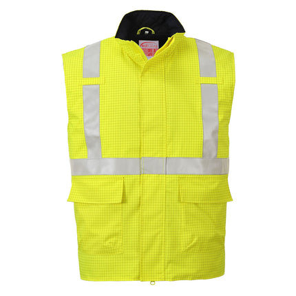 Vesta vatuita de iarna reflectorizanta ignifuga Portwest BIZFLAME RAIN HIVIS S776, antistatica, 98% poliester, 2% fibra de carbon, 250g