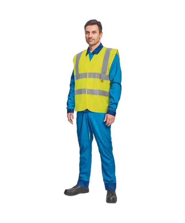 Vesta reflectorizanta Cerva LYNX ESD HV, 98% poliester, 2% fibra antistatica, 120 gr/mp