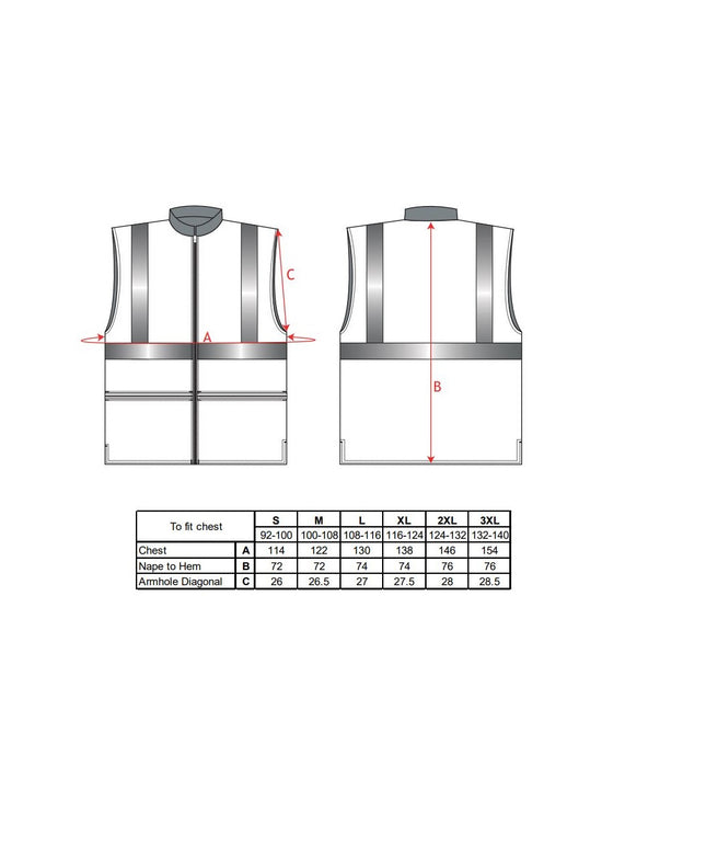 Vesta vatuita de iarna reflectorizanta Portwest HI-VIS RIS RT44, 80% poliester, 20% bumbac, 280 gr/mp