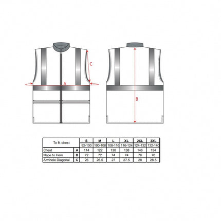 Vesta vatuita de iarna reflectorizanta Portwest HI-VIS RIS RT44, 80% poliester, 20% bumbac, 280 gr/mp