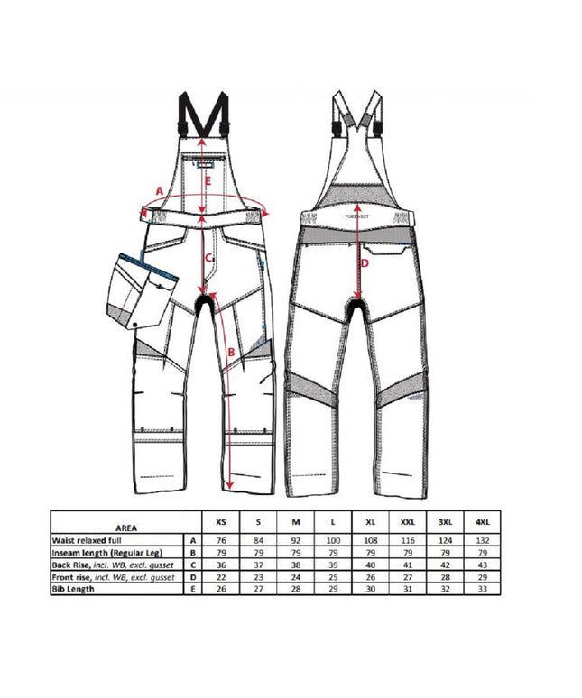 Pantaloni salopeta cu pieptar Portwest T704 WX3, 65% poliester, 35% bumbac, 280g