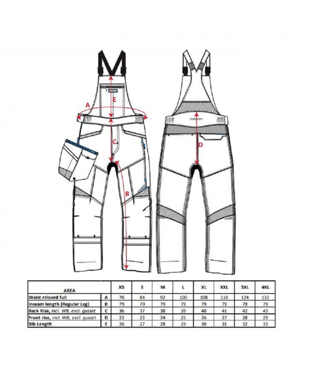 Pantaloni salopeta cu pieptar Portwest T704 WX3, 65% poliester, 35% bumbac, 280g