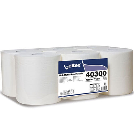 Rola prosop hartie autocut Celtex 285m, 2 str, alba 6 role/bax