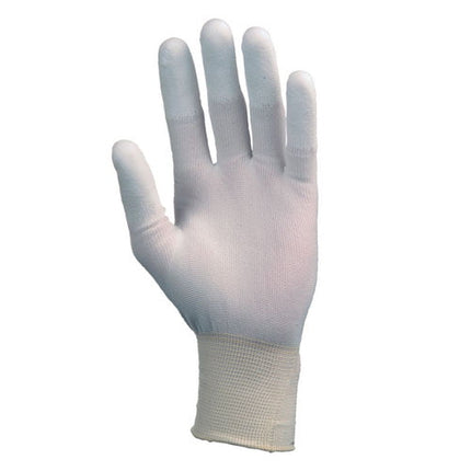 Manusi precizie din poliester alb , cu imersie poliuretan(PU) pe degete - 10/XL