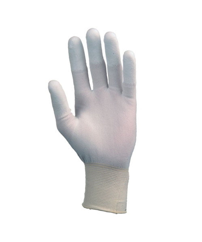 Manusi precizie din poliester alb , cu imersie poliuretan(PU) pe degete - 10/XL