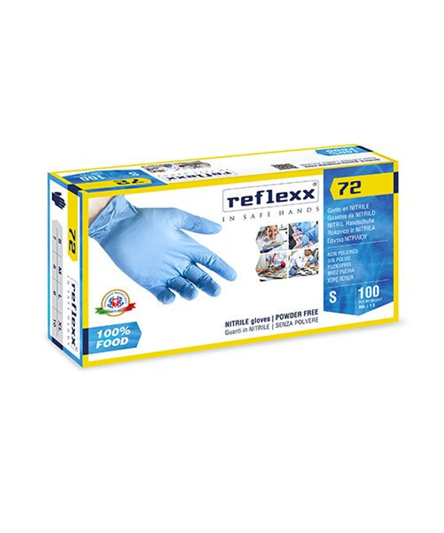 Manusi nitril nepudrate Reflexx R72 0.08 grosime, 24cm lungime, 100 manusi / cutie - XL