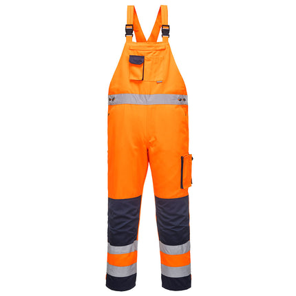 Pantaloni salopeta cu pieptar reflectorizanti Portwest DIJON TX52, 65% poliester, 35% bumbac 245 gr/mp