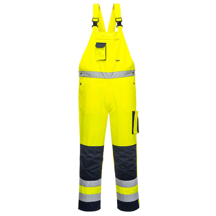 Pantaloni salopeta cu pieptar reflectorizanti Portwest DIJON TX52, 65% poliester, 35% bumbac 245 gr/mp
