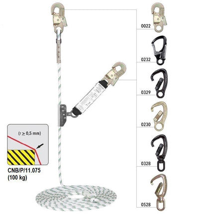 Opritor de cadere Vertiqual VERTILINE EDGE din otel, cu franghie tip Kernmantel, L=5 metri, d=12 mm