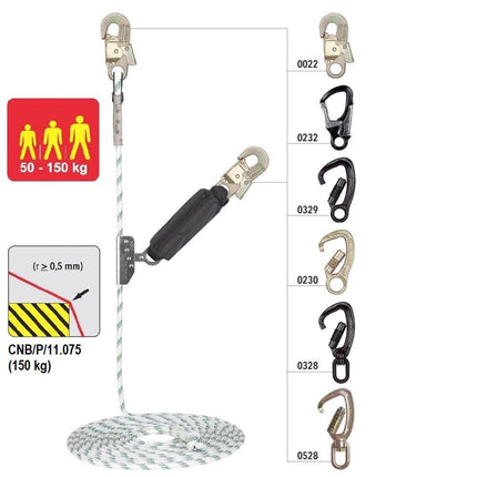 Opritor de cadere Vertiqual VERTILINE EDGE ULTRA din otel, cu franghie tip Kernmantel, L=5 metri, d=12 mm