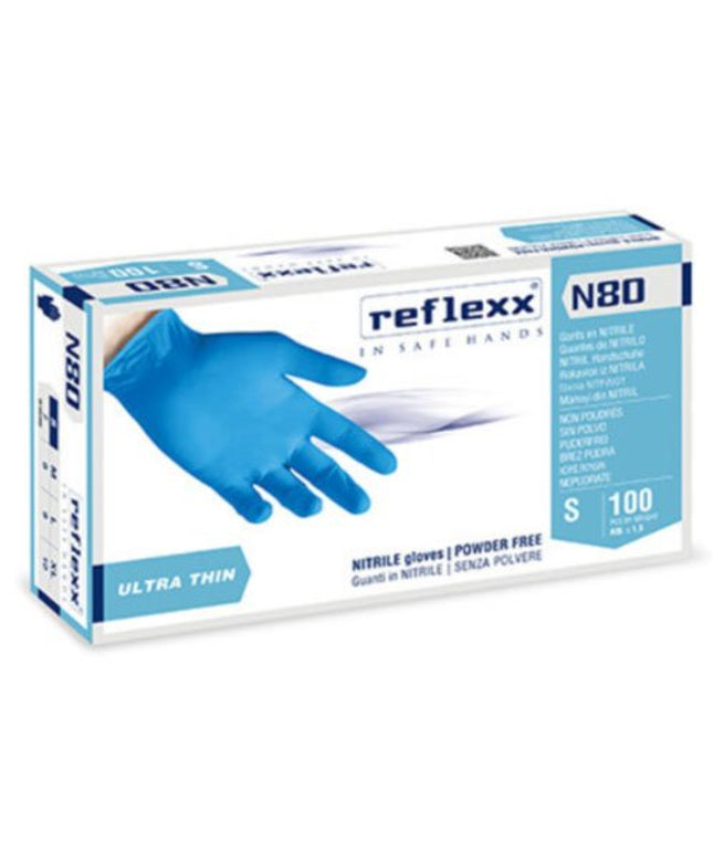 Manusi nitril nepudrate Reflexx N80 0.06 grosime, 24cm lungime, 100 manusi / cutie - 7/S