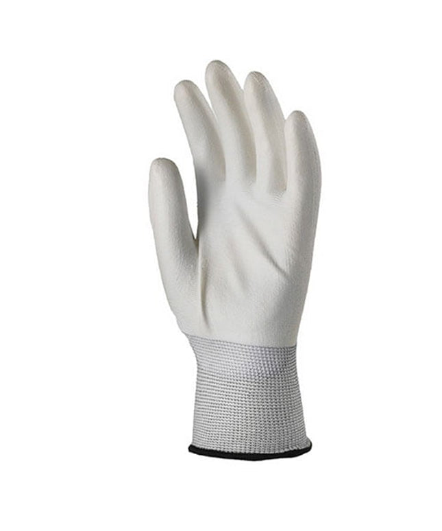 Manusi albe de protectie cu imersie poliuretan(PU) pe palma - 6/XS