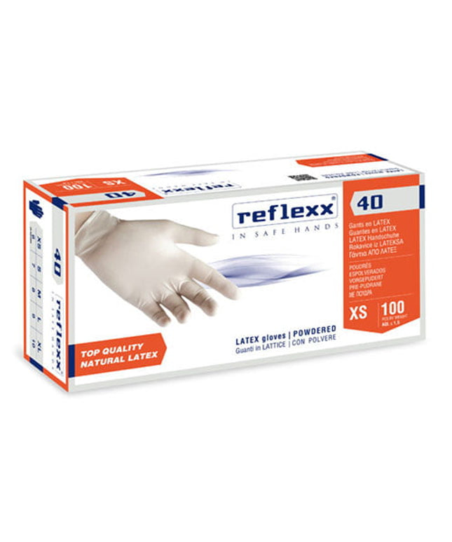 Manusi latex pudrat de unica folosinta R40 , 0.09 microni grosime, 100/cutie - S