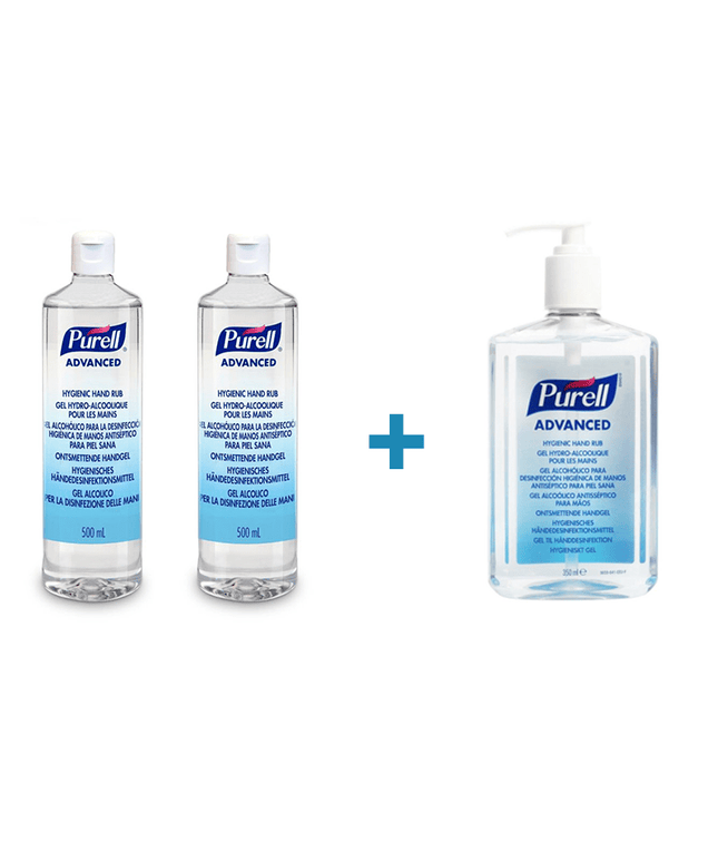 Pachet gel dezinfectant Purell Advanced 350ml + 2x500ml